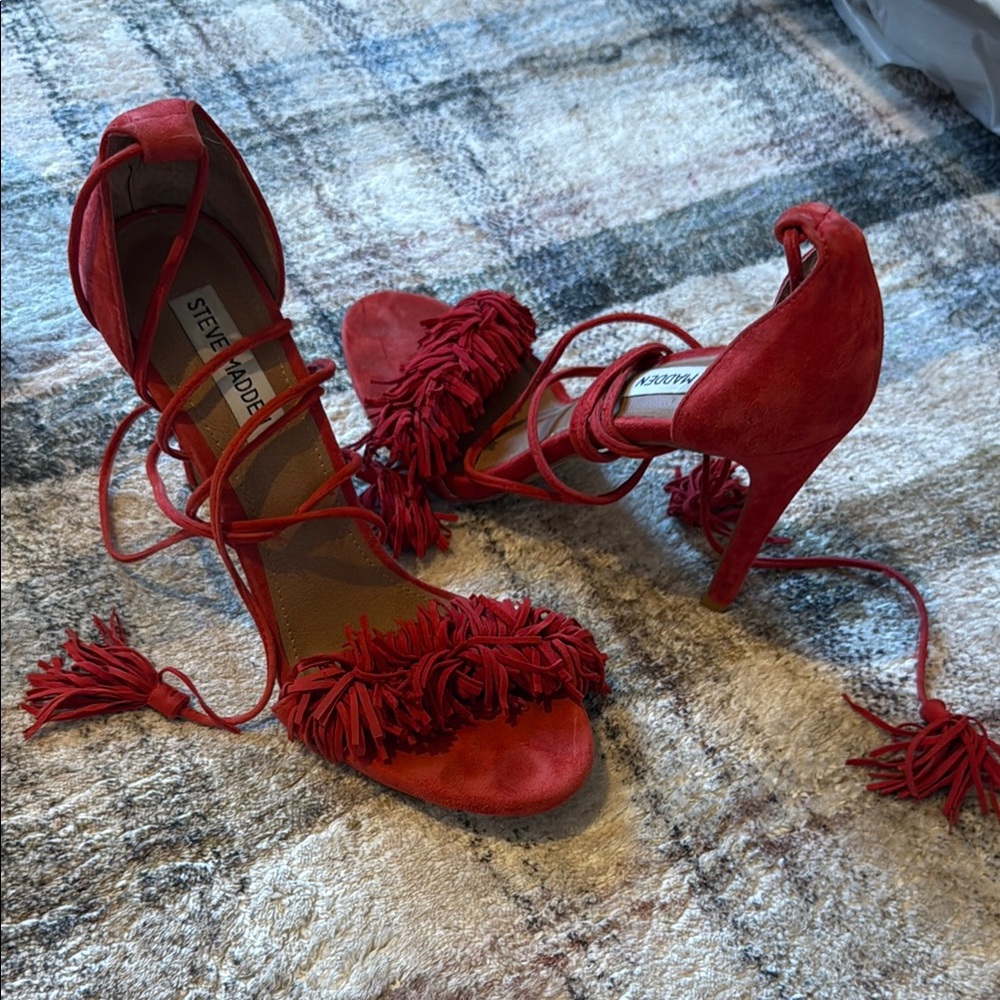 Steve Madden Red Stiletto Fringe Heels